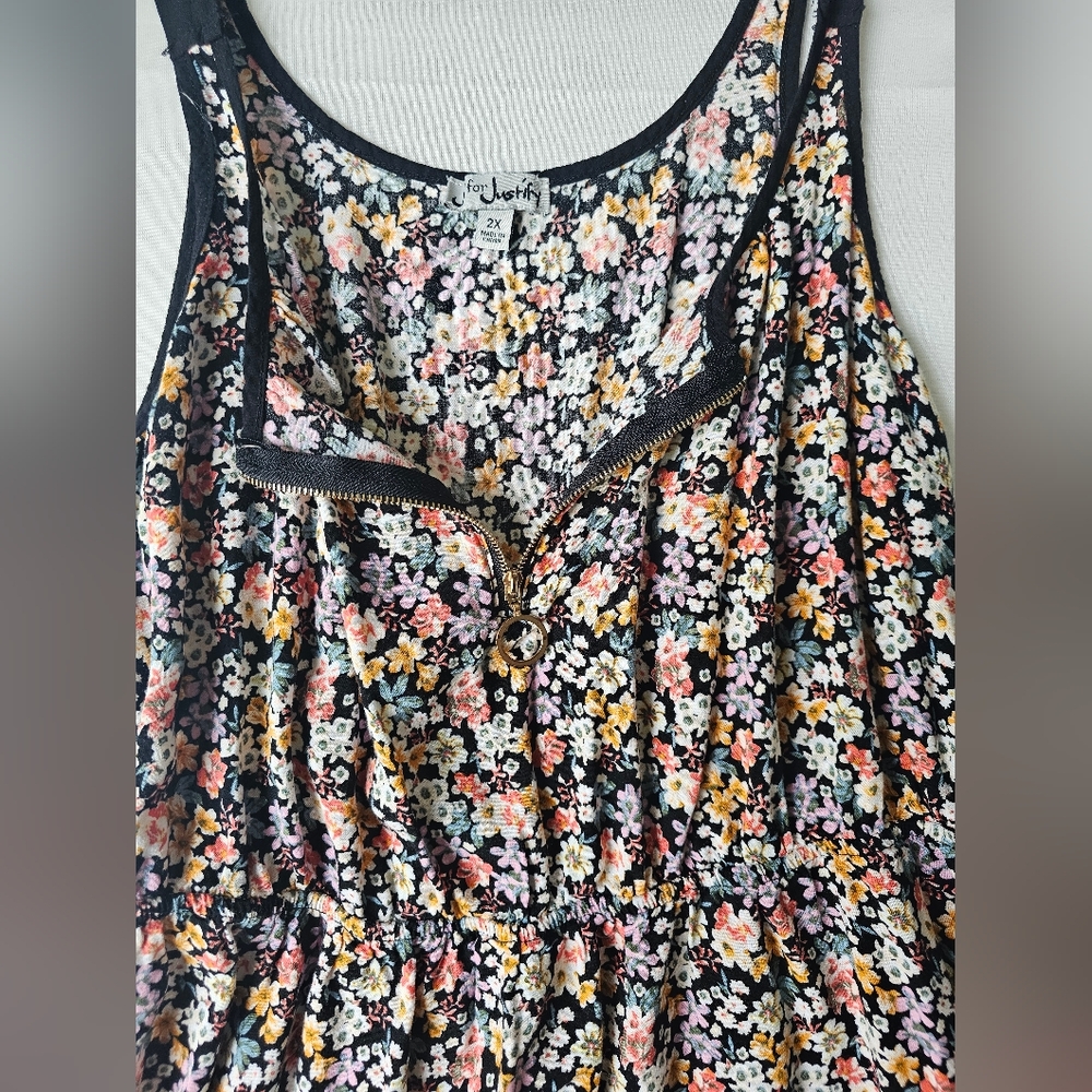 J for Justify Floral Tank Dress in Black with Pink, Yellow, White Flowers - Picture 5 of 11